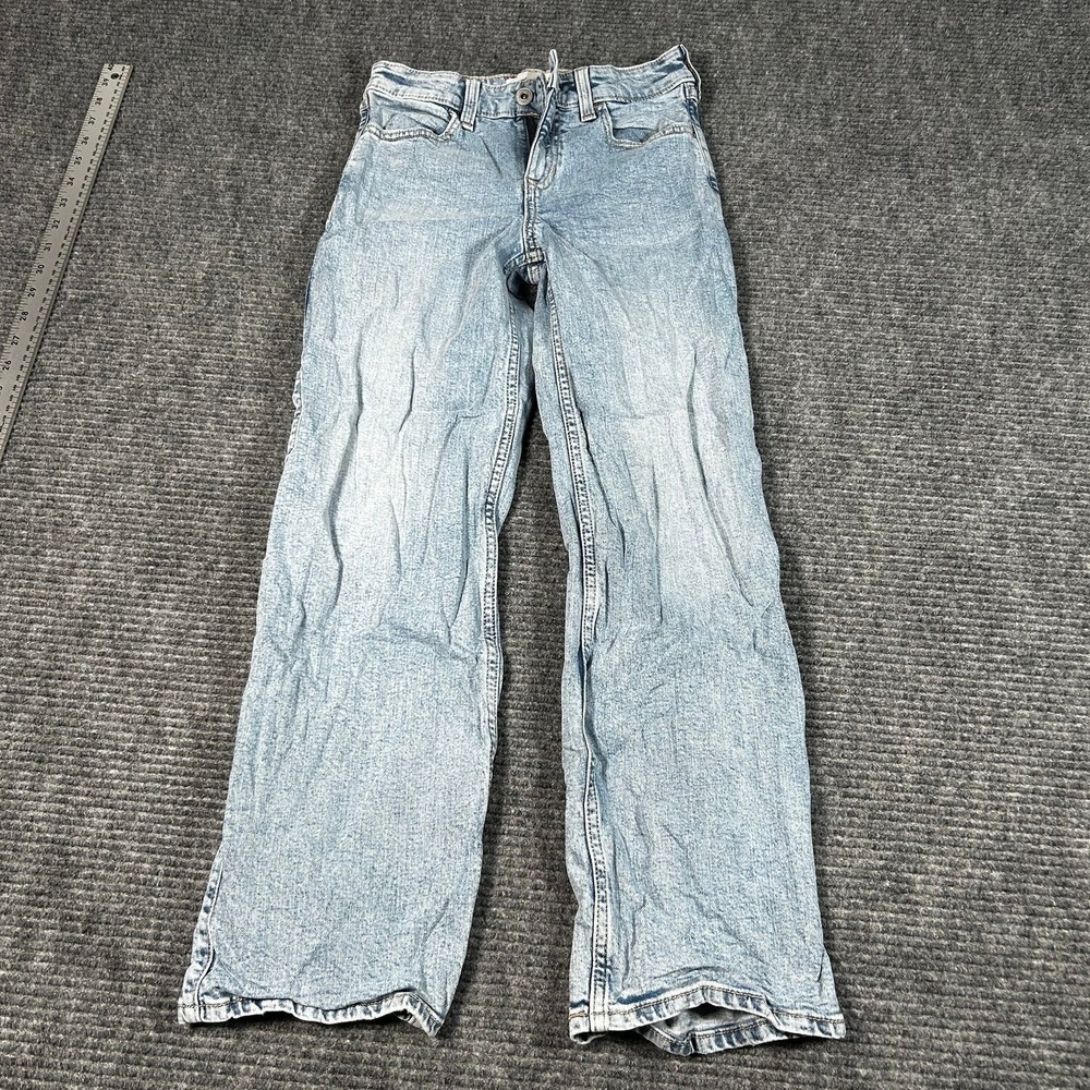 Abercrombie Kids Wide Leg Jeans Girls 11/12 Light Blue Excellent High Rise Denim